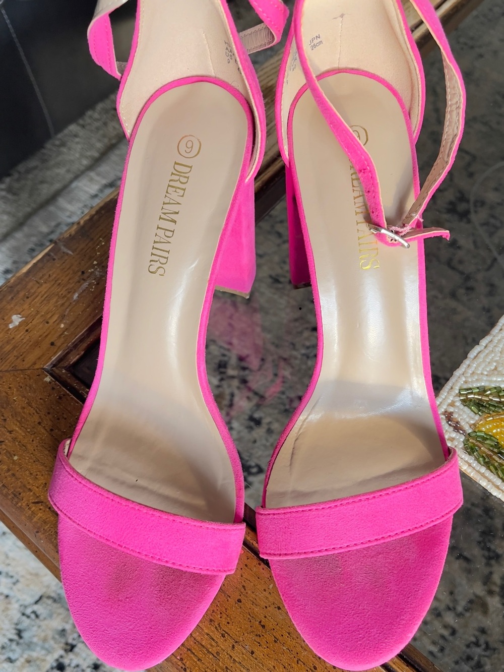 Dream Pairs Hot Pink Block Heel Sandals